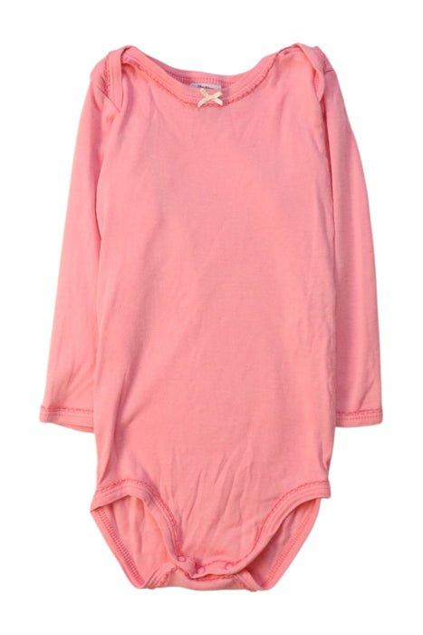 A Pink Long Sleeve Bodysuits from Petit Bateau in size 12-18M for girl. (Front View)
