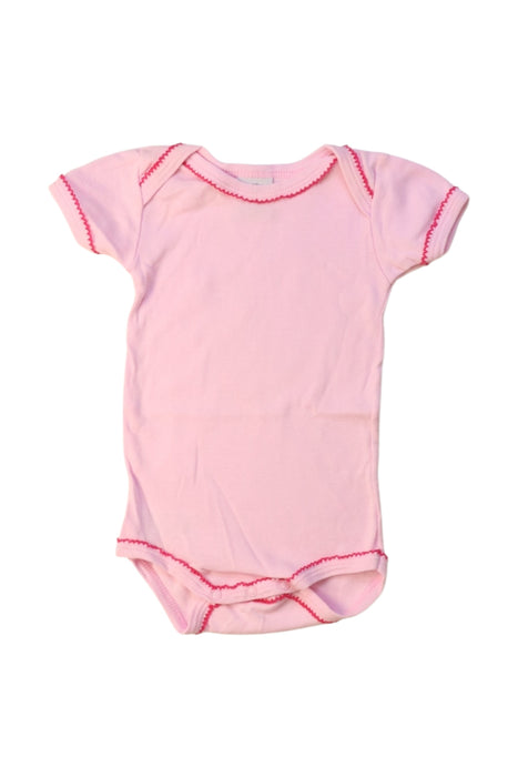 A Pink Short Sleeve Bodysuits from Seed in size 0-3M for girl. (Front View)