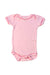 A Pink Short Sleeve Bodysuits from Seed in size 0-3M for girl. (Front View)