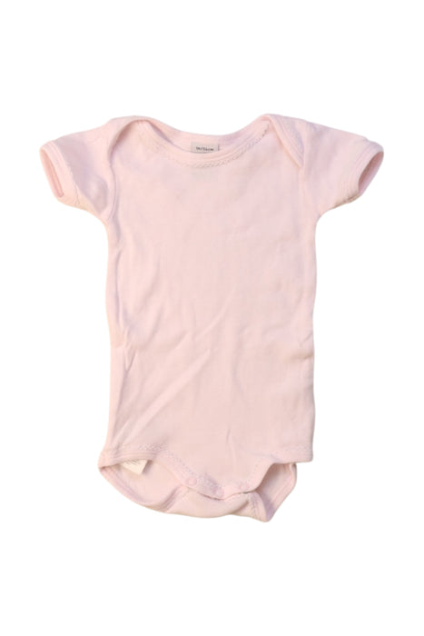 A Pink Short Sleeve Bodysuits from Seed in size 0-3M for girl. (Front View)