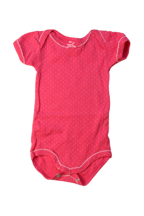 A Pink Short Sleeve Bodysuits from Petit Bateau in size 0-3M for girl. (Front View)