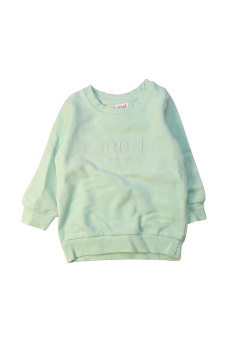 A Green Crewneck Sweatshirts from Seed in size 6-12M for neutral. (Front View)