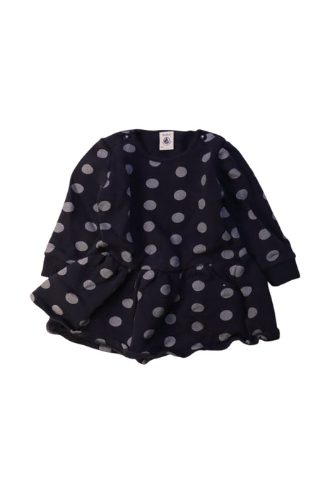 A Navy Long Sleeve Dresses from Petit Bateau in size 12-18M for girl. (Front View)
