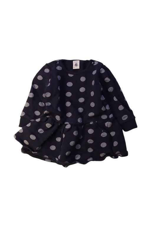 A Navy Long Sleeve Dresses from Petit Bateau in size 12-18M for girl. (Front View)