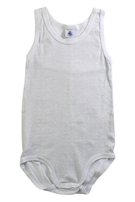 A White Sleeveless Bodysuits from Petit Bateau in size 3T for boy. (Front View)