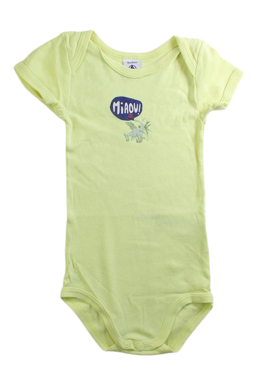 A Yellow Short Sleeve Bodysuits from Petit Bateau in size 12-18M for boy. (Front View)