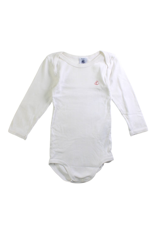 A White Long Sleeve Bodysuits from Petit Bateau in size 12-18M for neutral. (Front View)
