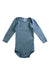 A Teal Long Sleeve Bodysuits from Petit Bateau in size 6-12M for girl. (Front View)