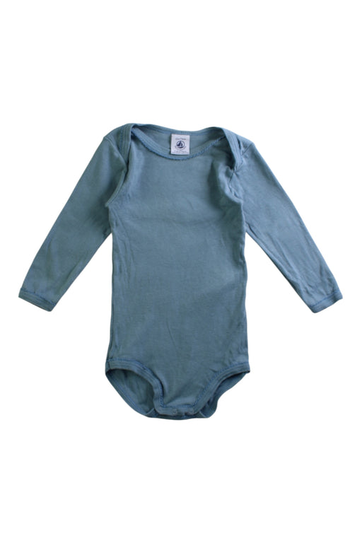 A Teal Long Sleeve Bodysuits from Petit Bateau in size 6-12M for girl. (Front View)