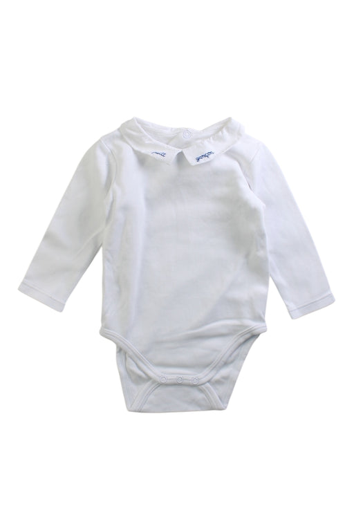 A White Long Sleeve Bodysuits from Jacadi in size 3-6M for boy. (Front View)