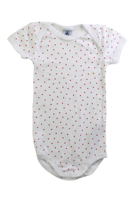 A White Short Sleeve Bodysuits from Petit Bateau in size 6-12M for girl. (Front View)