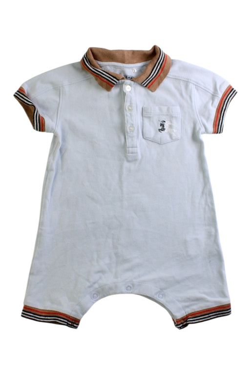A White Short Sleeve Rompers from Burberry in size 3-6M for boy. (Front View)