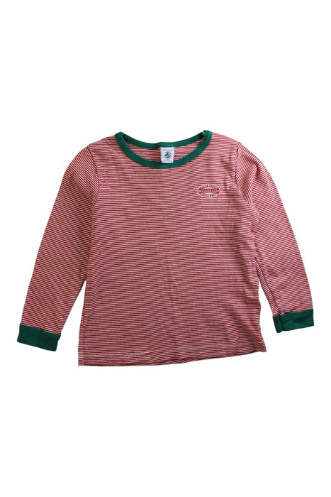 A Red Long Sleeve T Shirts from Petit Bateau in size 5T for boy. (Front View)