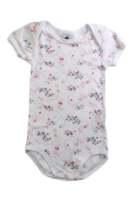 A White Short Sleeve Bodysuits from Petit Bateau in size 12-18M for girl. (Front View)