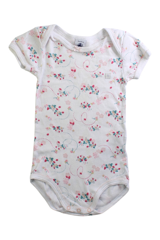 A White Short Sleeve Bodysuits from Petit Bateau in size 12-18M for girl. (Front View)