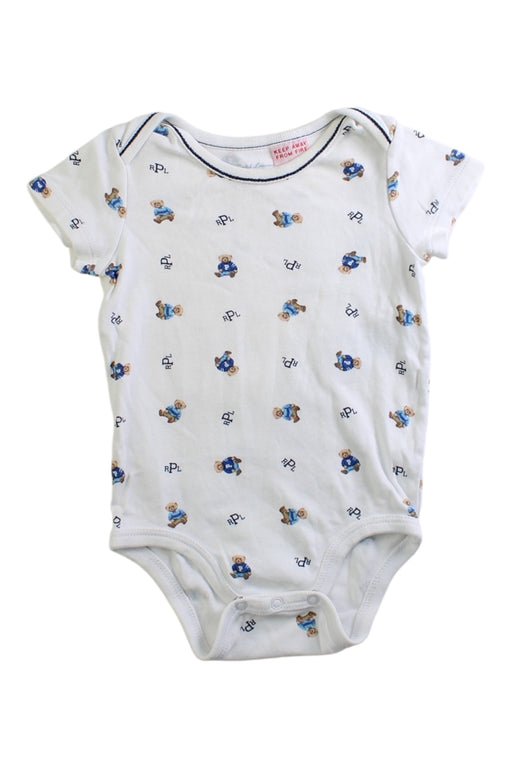 A White Short Sleeve Bodysuits from Ralph Lauren in size 3-6M for boy. (Front View)