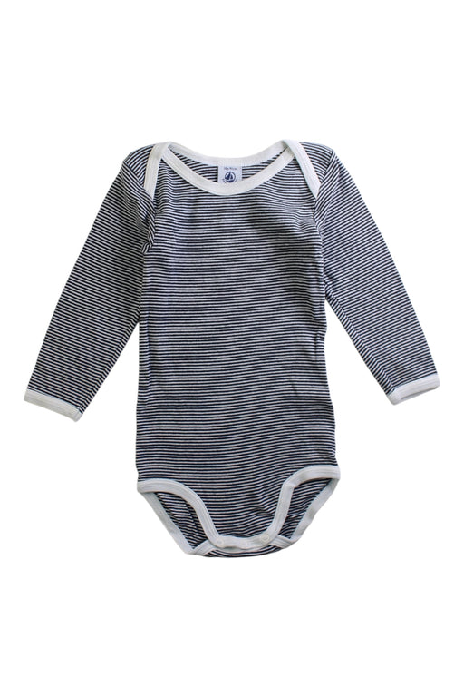 A Navy Long Sleeve Bodysuits from Petit Bateau in size 12-18M for boy. (Front View)