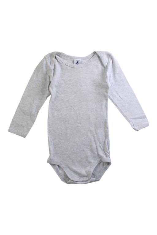 A Grey Long Sleeve Bodysuits from Petit Bateau in size 12-18M for boy. (Front View)
