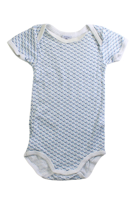 A Blue Short Sleeve Bodysuits from Petit Bateau in size 3-6M for boy. (Front View)