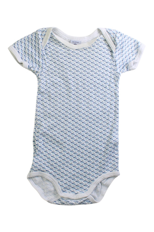 A Blue Short Sleeve Bodysuits from Petit Bateau in size 3-6M for boy. (Front View)