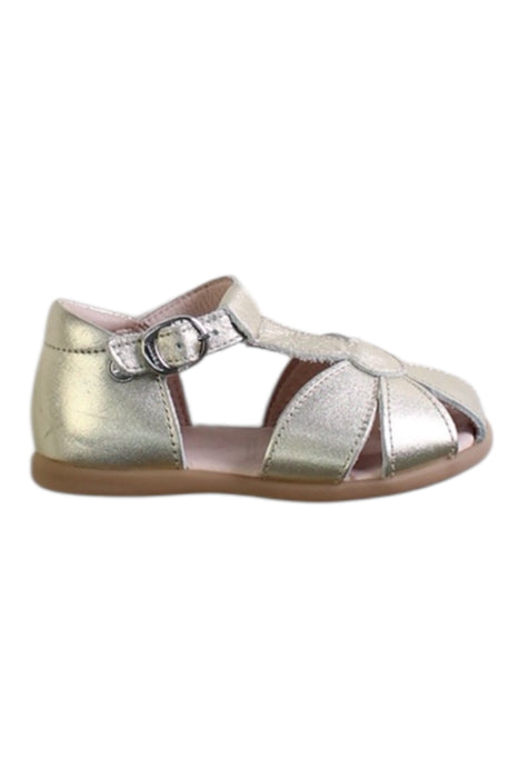 A Gold Sandals from Jacadi in size 12-18M for girl. (Front View)