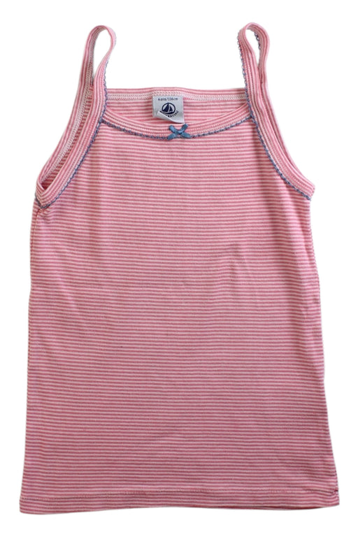 A Pink Sleeveless Tops from Petit Bateau in size 6T for girl. (Front View)