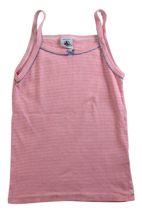 A Pink Sleeveless Tops from Petit Bateau in size 6T for girl. (Front View)