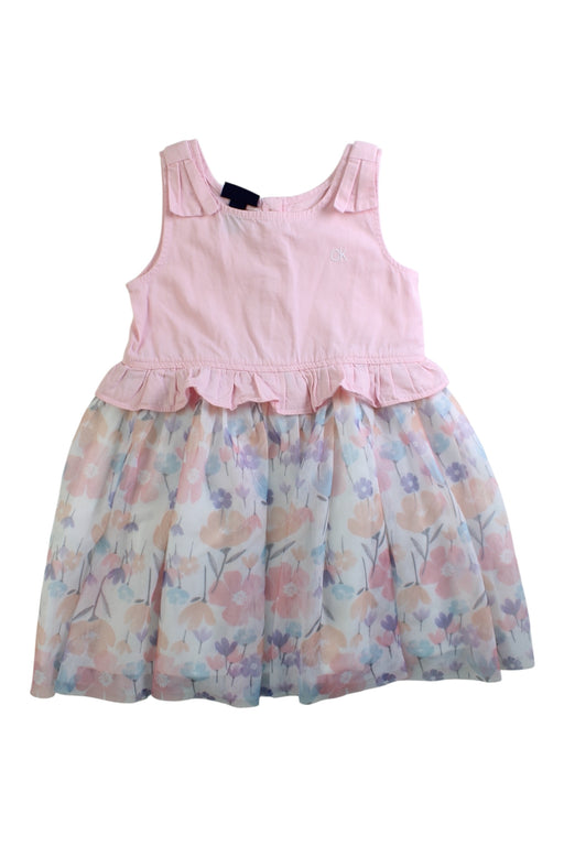 A Pink Sleeveless Dresses from Calvin Klein in size 4T for girl. (Front View)