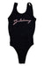 A Black Swimsuits from Billabong in size 6T for girl. (Front View)