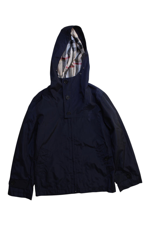 A Navy Rain Jackets from Burberry in size 6T for neutral. (Front View)
