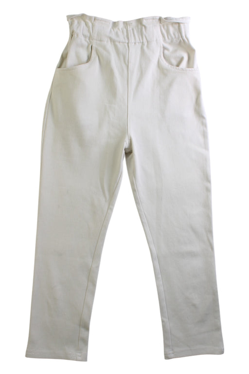 A White Casual Pants from Petit Main in size 4T for girl. (Front View)