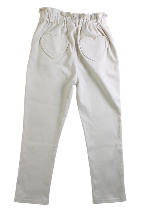 A White Casual Pants from Petit Main in size 4T for girl. (Back View)