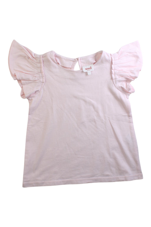 A Pink Short Sleeve Tops from Seed in size 3T for girl. (Front View)