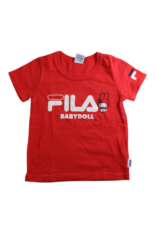 A Red Short Sleeve T Shirts from Fila in size 4T for girl. (Front View)