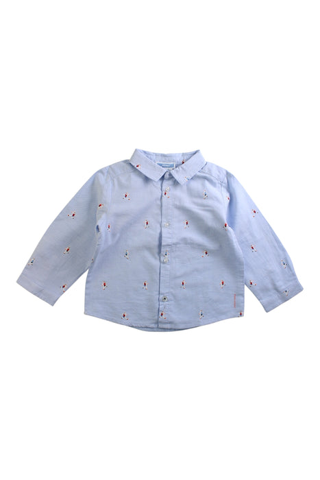 A Blue Long Sleeve Shirts from Jacadi in size 12-18M for boy. (Front View)