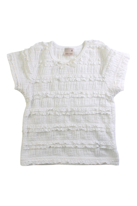 A White Short Sleeve Tops from Petit Main in size 18-24M for girl. (Front View)