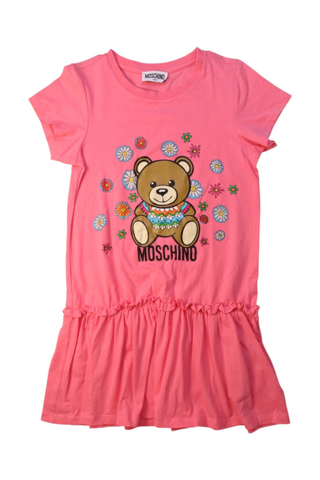 A Pink Short Sleeve Dresses from Moschino in size 8Y for girl. (Front View)