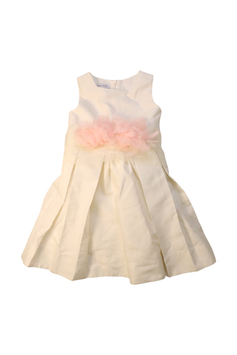 A White Sleeveless Dresses from I Pinco Pallino in size 6T for girl. (Front View)