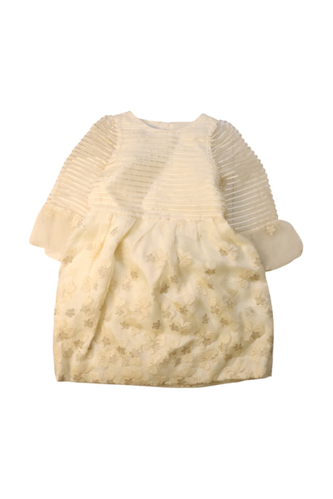 A Ivory Long Sleeve Dresses from I Pinco Pallino in size 4T for girl. (Front View)