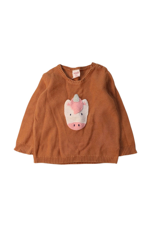 A Brown Long Sleeve Tops from Seed in size 6-12M for girl. (Front View)