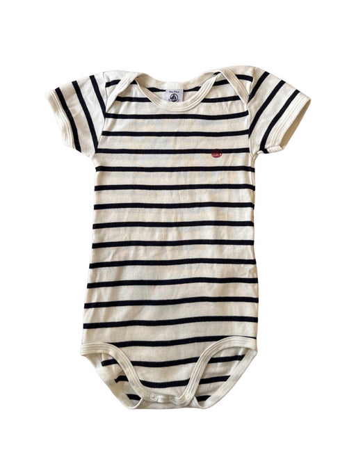 A Beige Short Sleeve Bodysuits from Petit Bateau in size 3T for neutral. (Front View)