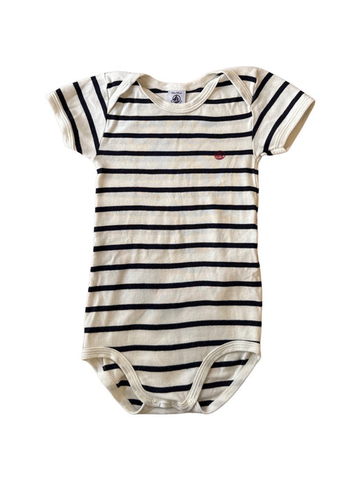 A Beige Short Sleeve Bodysuits from Petit Bateau in size 3T for neutral. (Front View)
