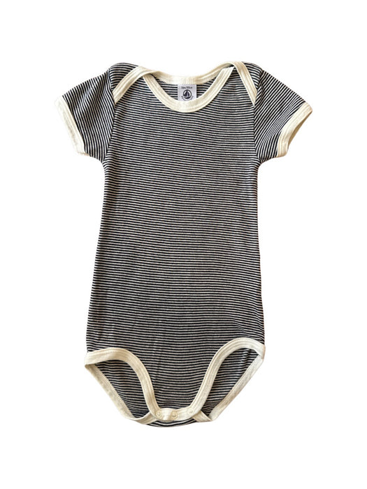 A Black Short Sleeve Bodysuits from Petit Bateau in size 3T for neutral. (Front View)