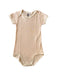 A Pink Short Sleeve Bodysuits from Petit Bateau in size 3T for neutral. (Front View)