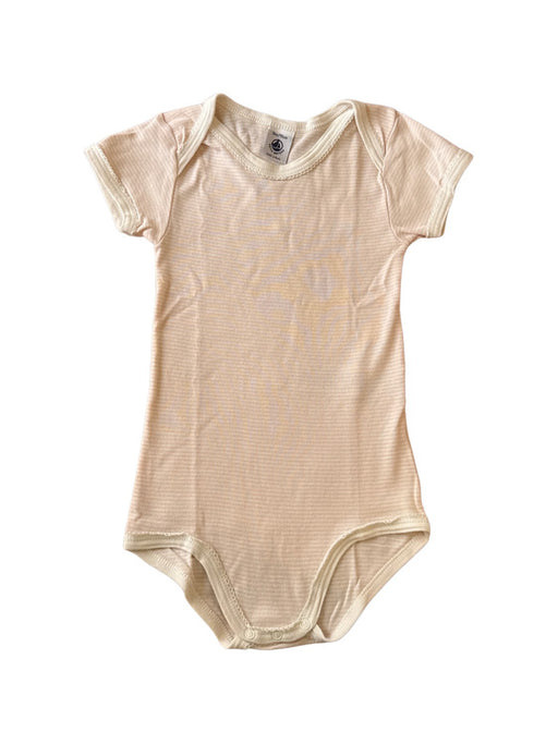 A Pink Short Sleeve Bodysuits from Petit Bateau in size 3T for neutral. (Front View)