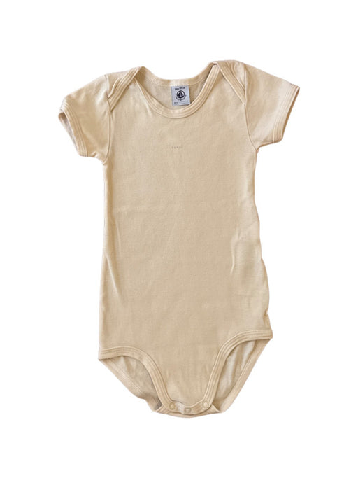 A Beige Short Sleeve Bodysuits from Petit Bateau in size 3T for neutral. (Front View)