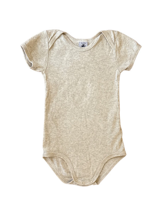 A Grey Short Sleeve Bodysuits from Petit Bateau in size 3T for neutral. (Front View)