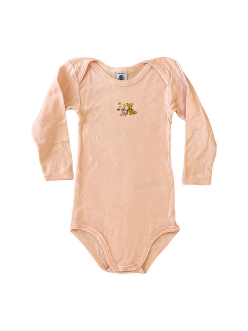 A Pink Long Sleeve Bodysuits from Petit Bateau in size 18-24M for neutral. (Front View)