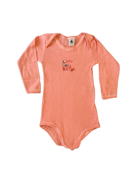 A Peach Long Sleeve Bodysuits from Petit Bateau in size 18-24M for neutral. (Front View)
