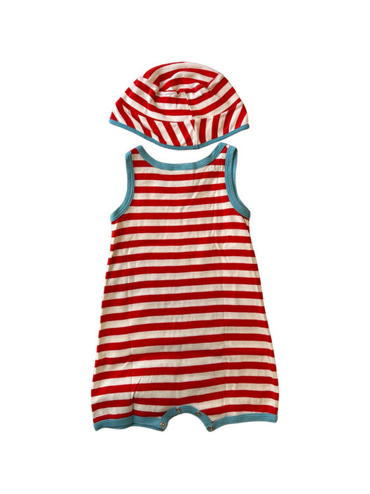 A Red Sleeveless Rompers from Petit Bateau in size 18-24M for neutral. (Back View)